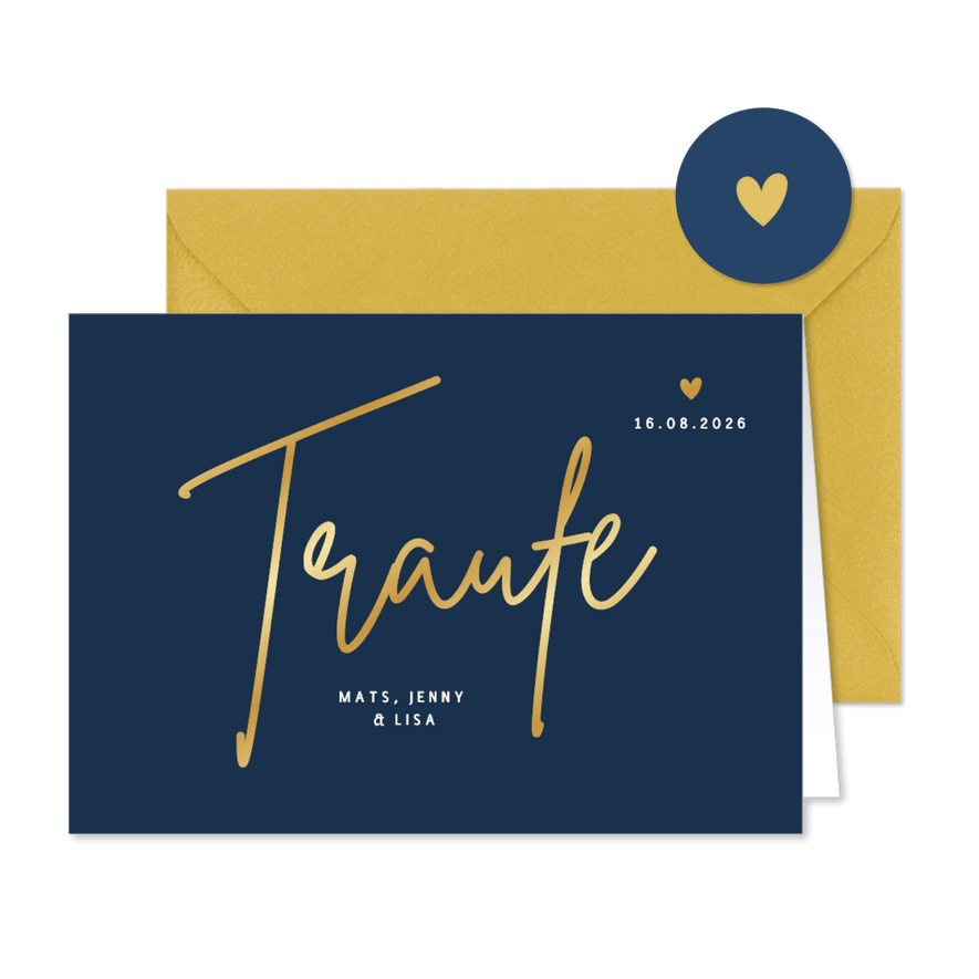 Einladung zur Hochzeit + Taufe klassisch Dunkelblau - Karteneindruck
