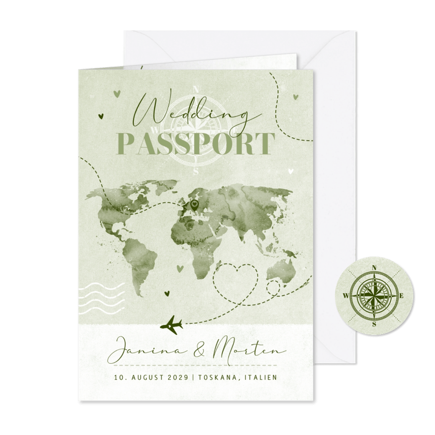 Einladung zur Hochzeit 'Wedding Passport' - Karteneindruck
