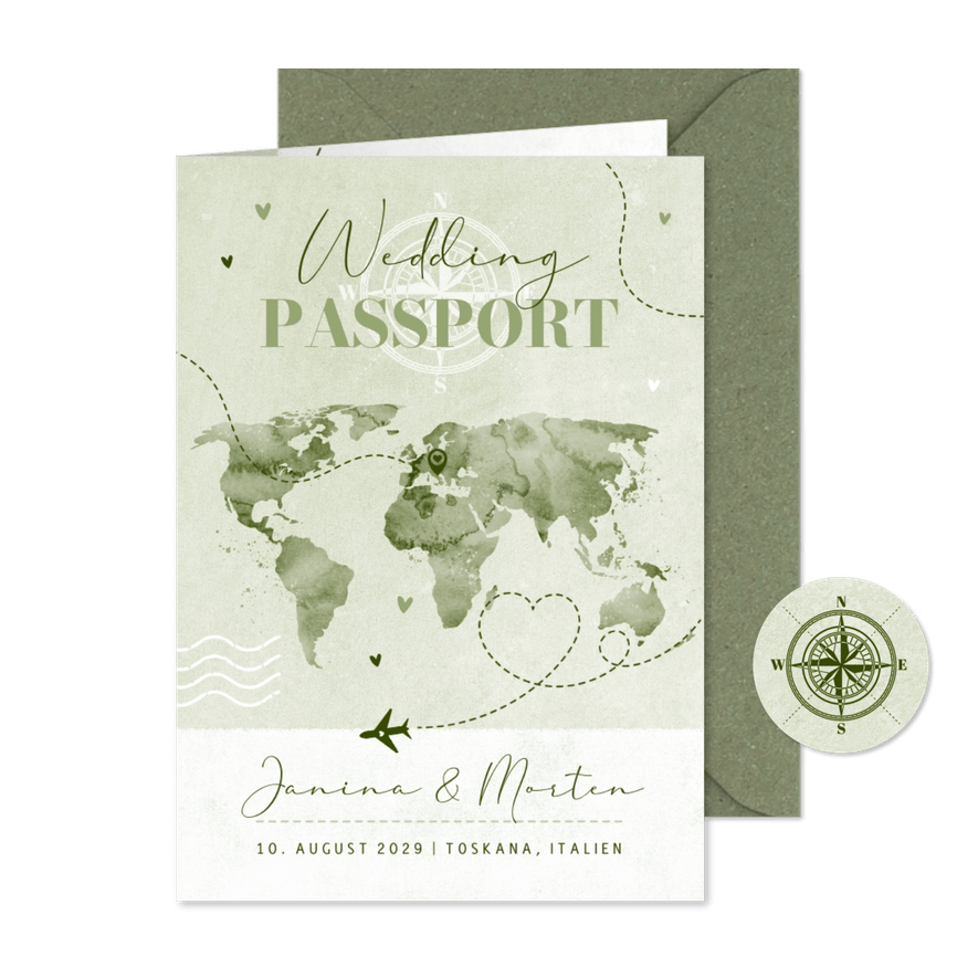 Einladung zur Hochzeit 'Wedding Passport' - Karteneindruck