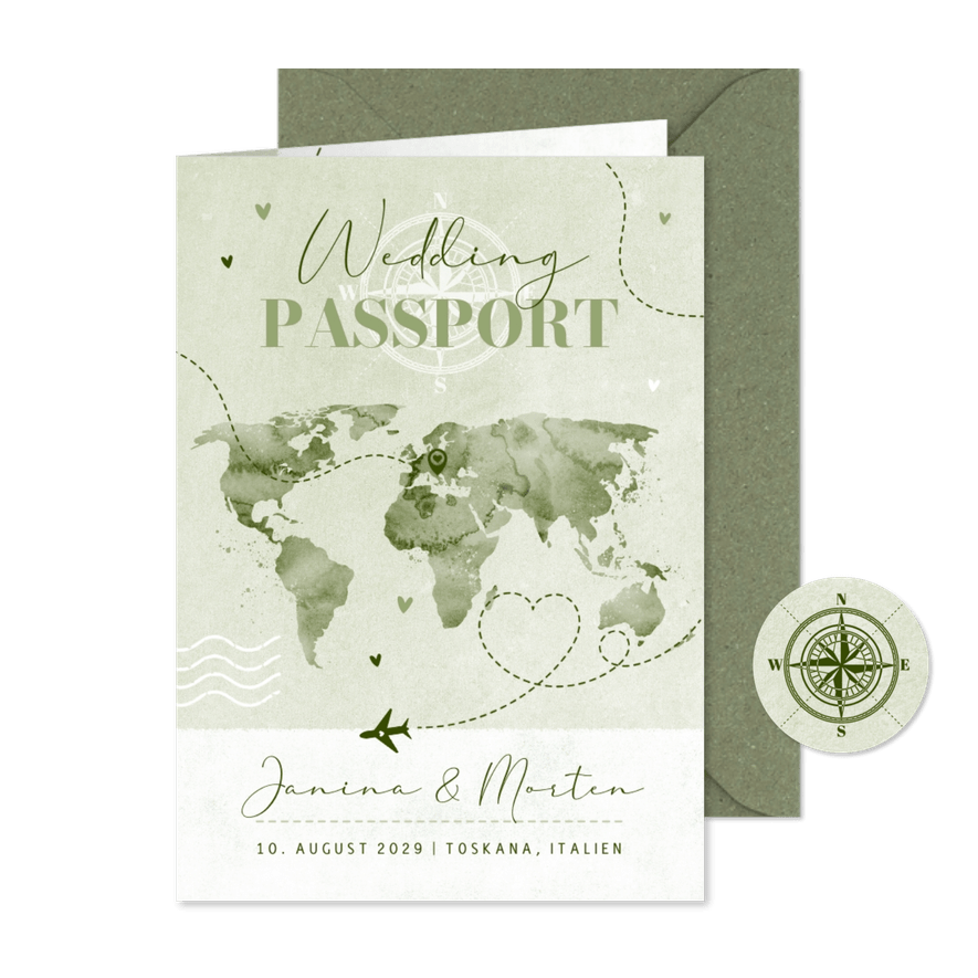 Einladung zur Hochzeit 'Wedding Passport' - Kartenvorschau