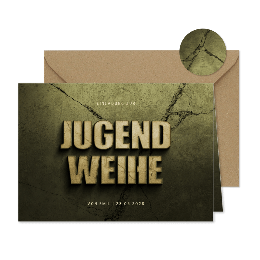 Einladung zur Jugendweihe Betonlook - Kartenvorschau