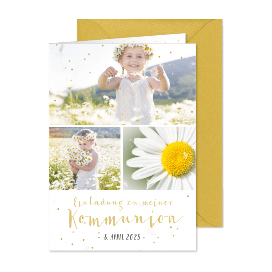 Einladung zur Kommunion Fotocollage Mädchen - Karteneindruck