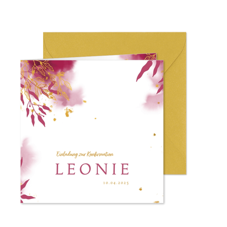 Einladung zur Konfirmation botanisch pink Foto innen - Karteneindruck
