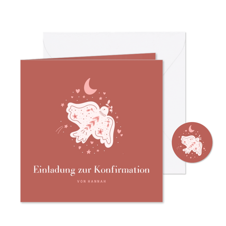 Einladung zur Konfirmation terra mit Friedenstaube  - Karteneindruck
