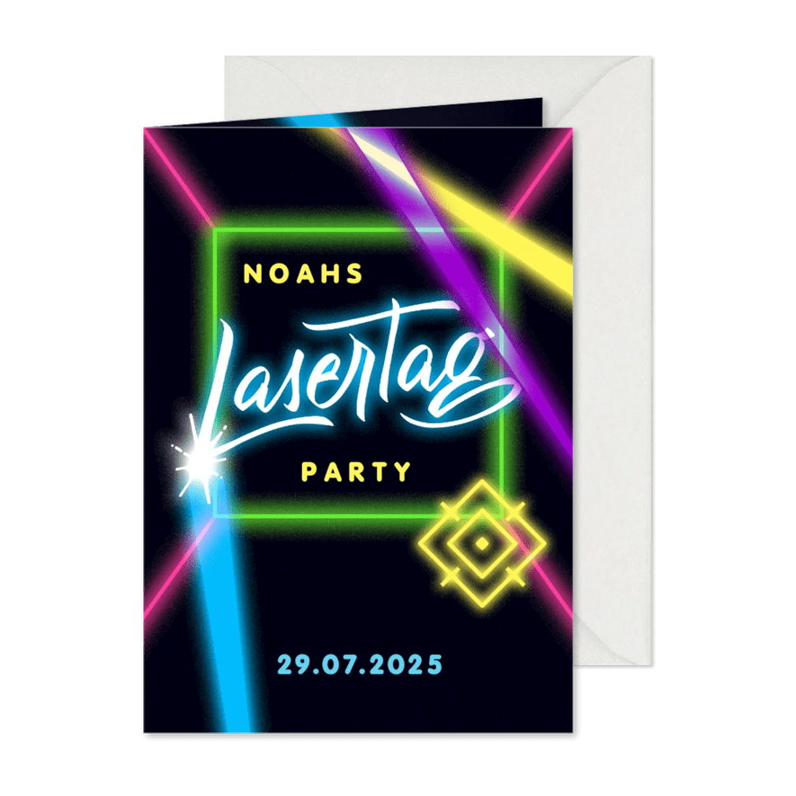 Einladung zur Lasertag-Party 12. Geburtstag - Karteneindruck
