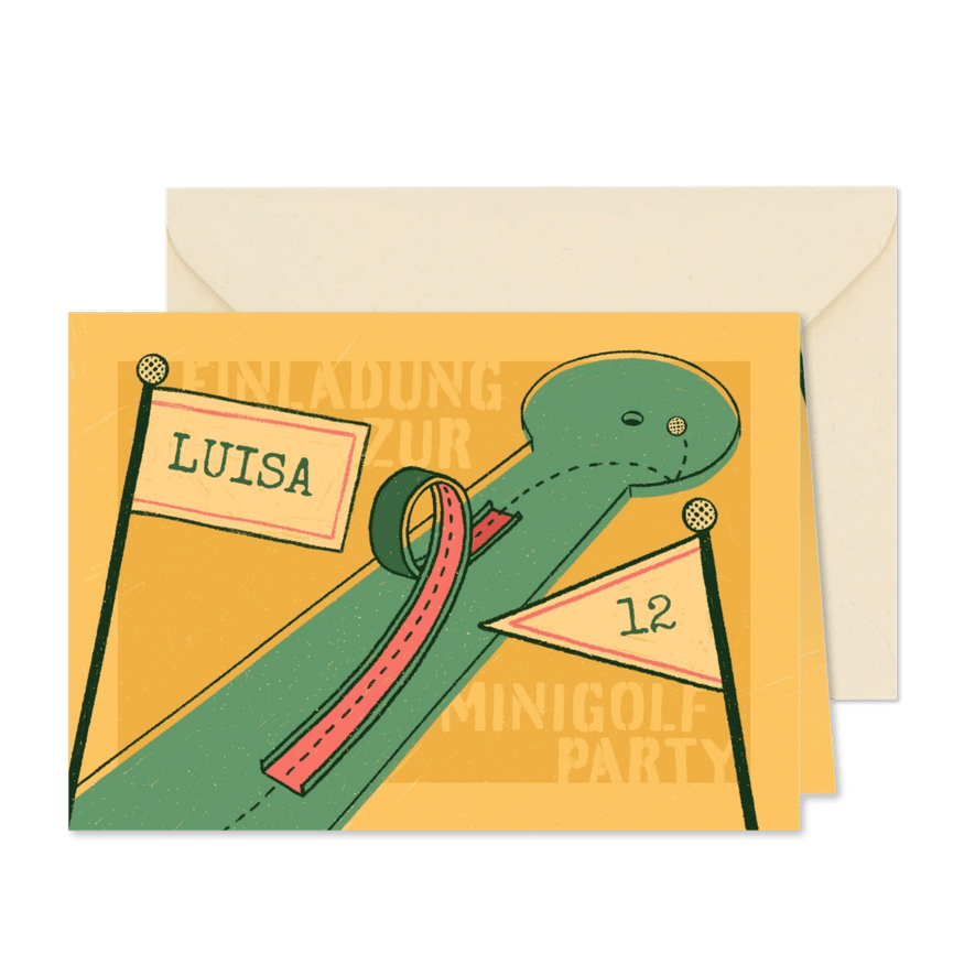 Einladung zur Minigolf-Party 12. Geburtstag - Karteneindruck