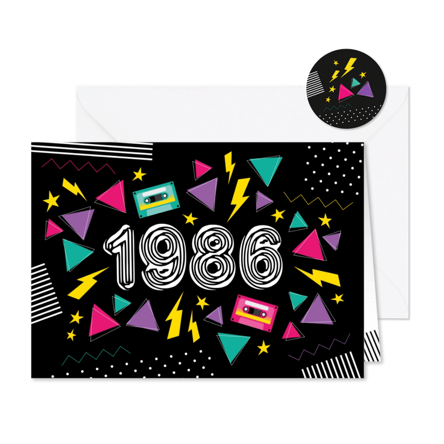 Einladung zur Mottoparty der Eighties 1986 - Kartenvorschau
