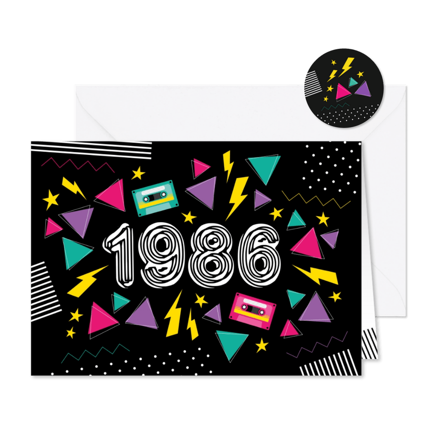 Einladung zur Mottoparty der Eighties 1986 - Kartenvorschau
