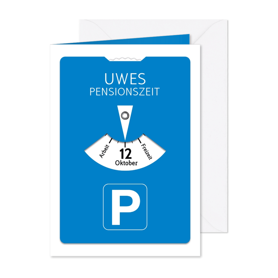 Einladung zur Rentnerfeier auf Parkscheibe - Karteneindruck
