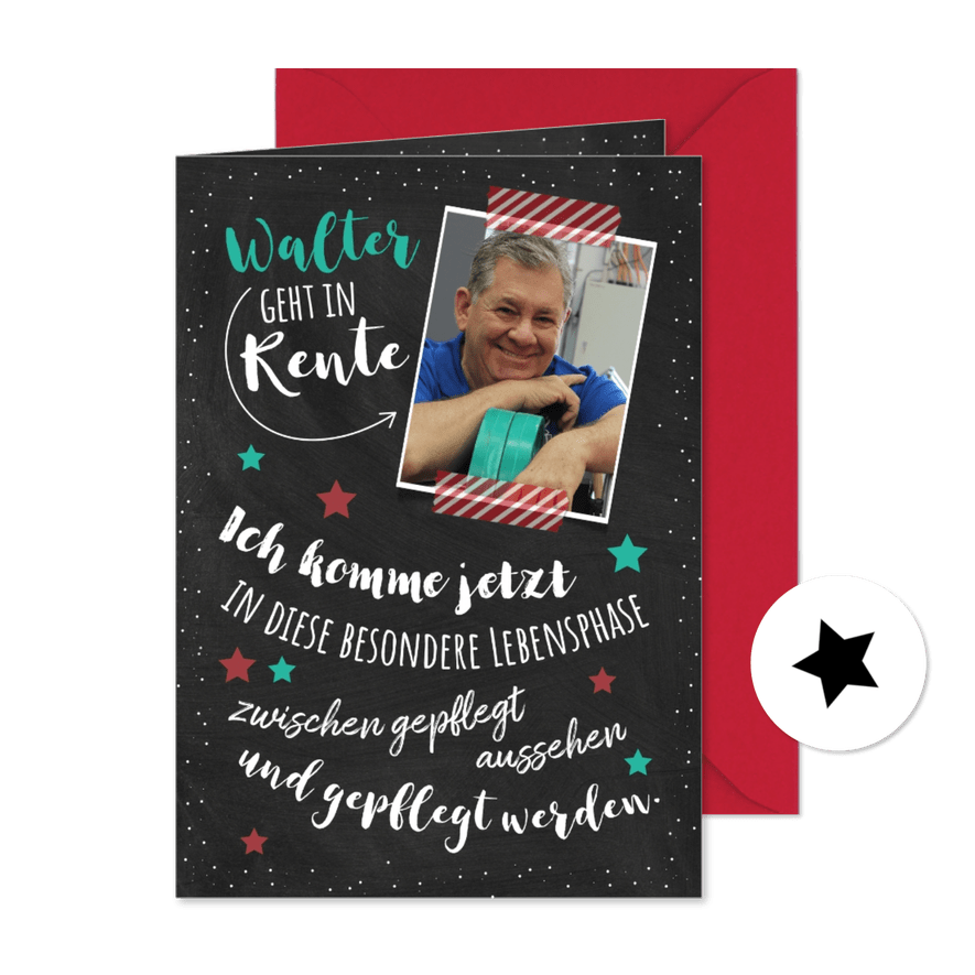 Einladung zur Rentnerfeier "Die besondere Lebensphase" - Karteneindruck
