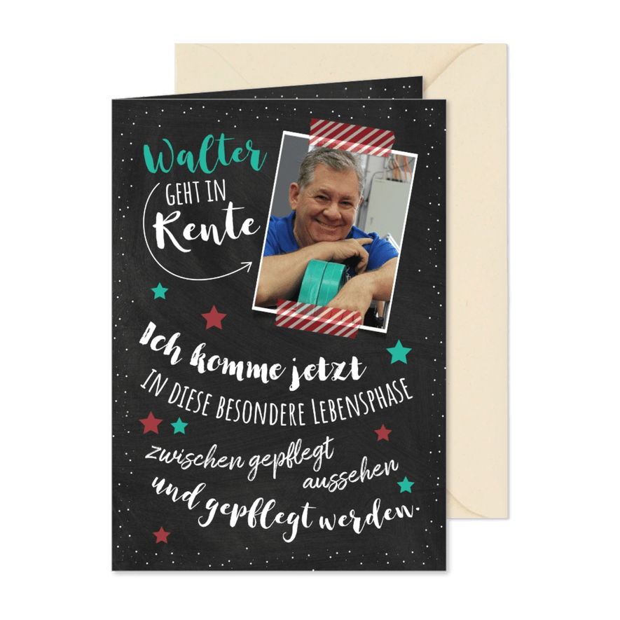 Einladung zur Rentnerfeier "Die besondere Lebensphase" - Karteneindruck
