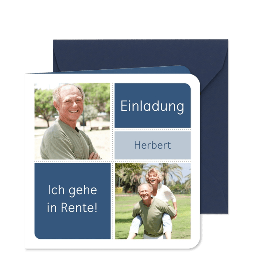 Einladung zur Rentnerfeier mit zwei Fotos - Kartenvorschau