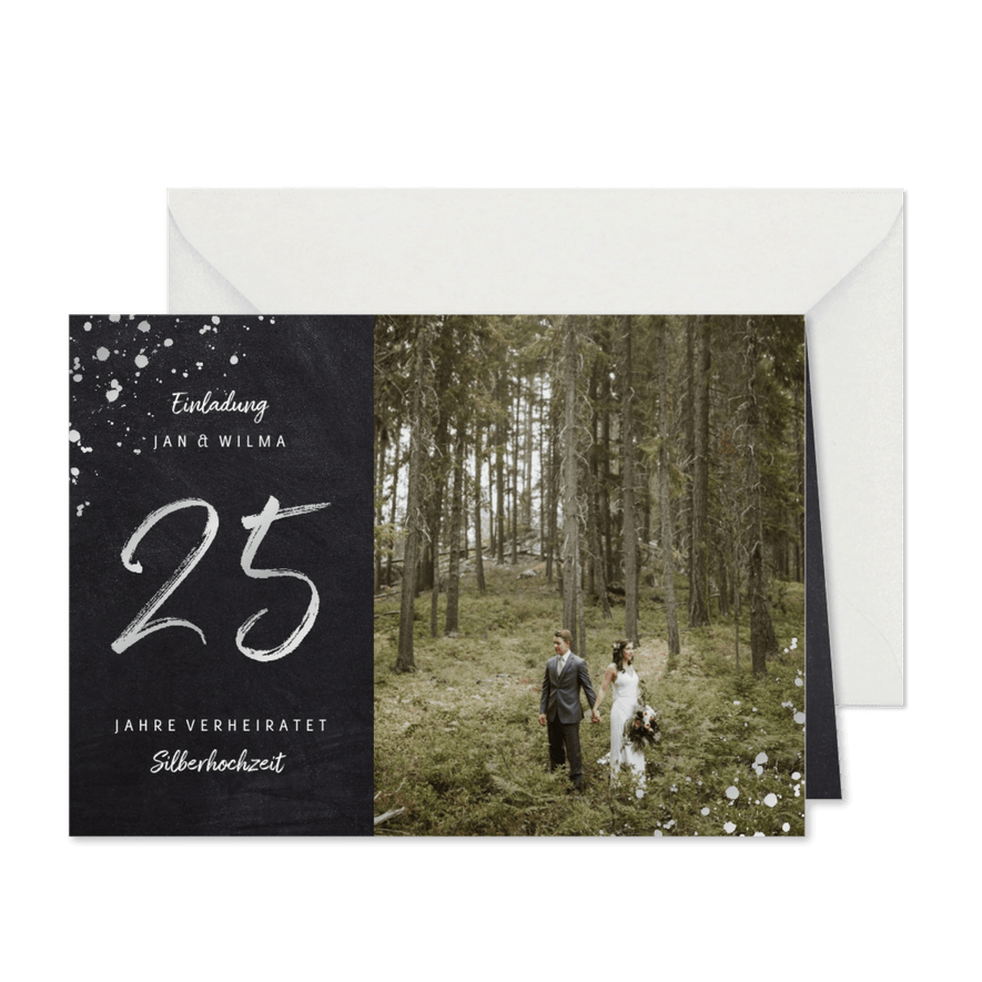Einladung zur Silberhochzeit mit 25 und Foto - Karteneindruck