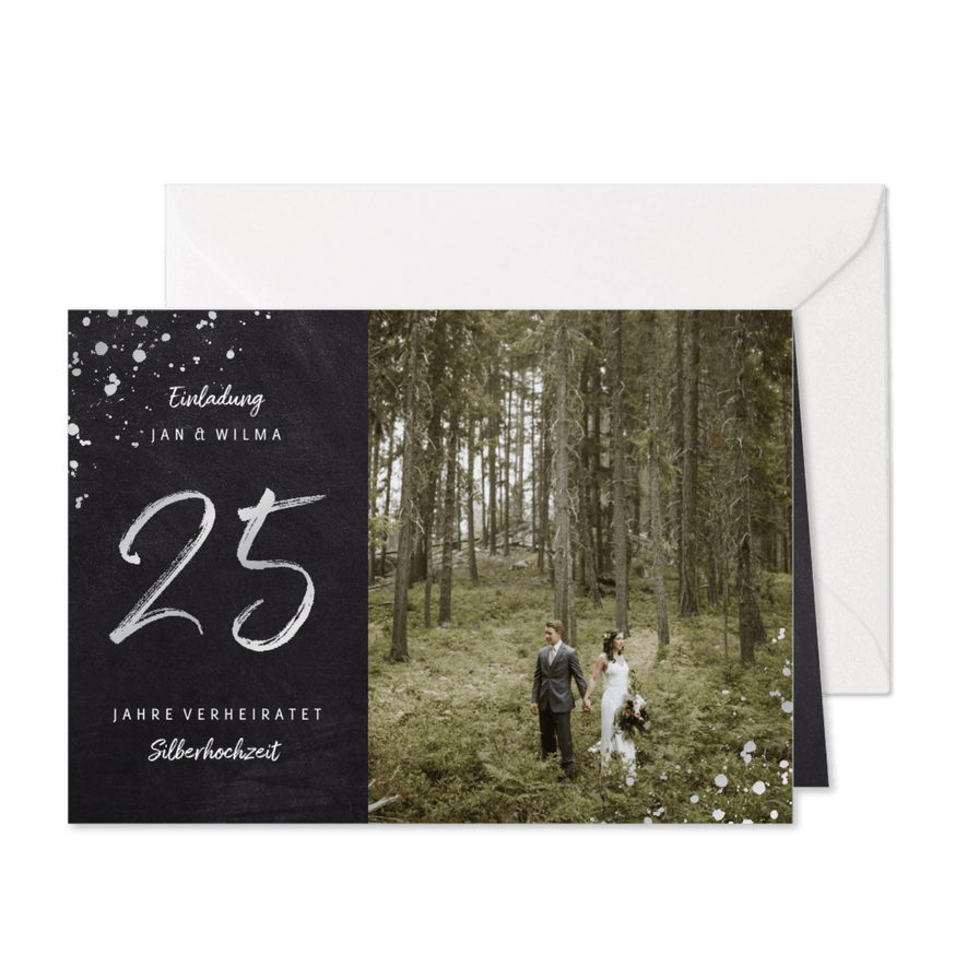 Einladung zur Silberhochzeit mit 25 und Foto - Karteneindruck
