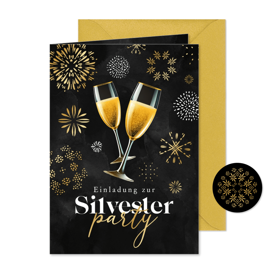Einladung zur Silvesterparty Feuerwerk - Kartenvorschau