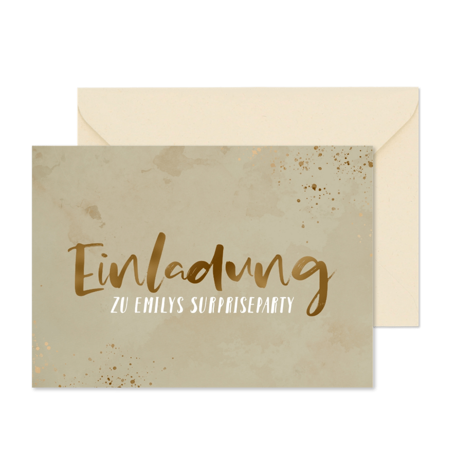 Einladung zur Surpriseparty im Grunge-Look - Karteneindruck
