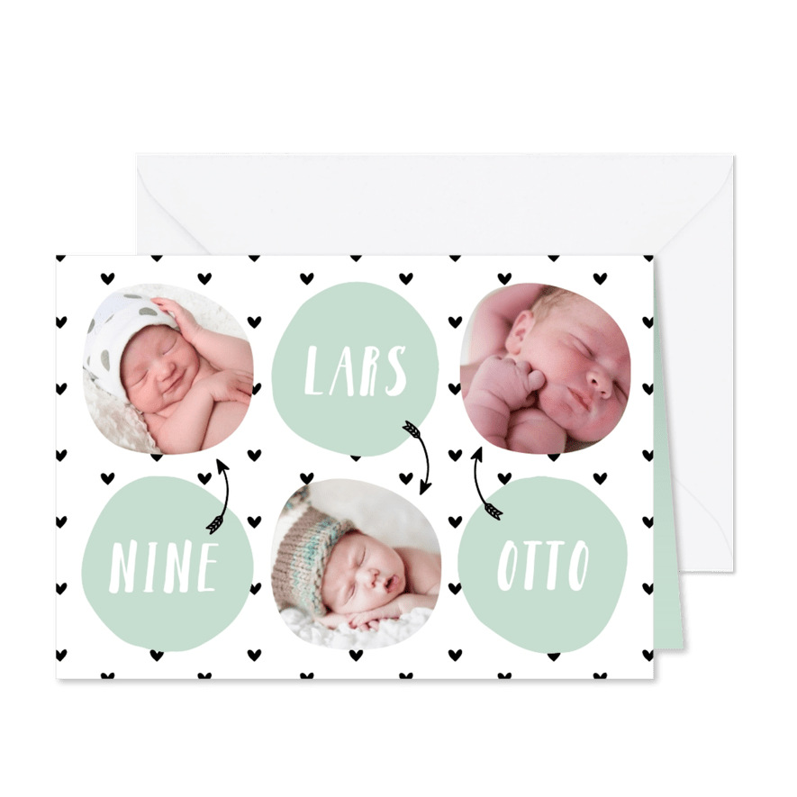 Einladung zur Taufe Drilling runde Fotos - Karteneindruck