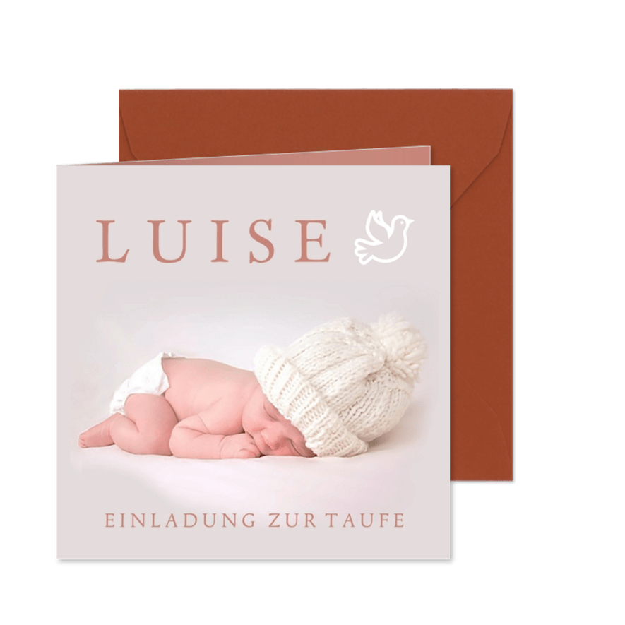 Einladung zur Taufe Hintergrundfoto und Taube - Karteneindruck