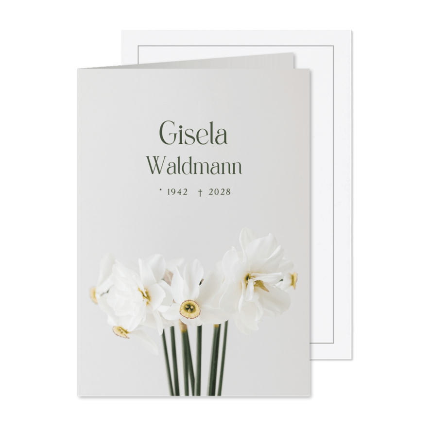 Einladung zur Trauerfeier Blumen-Fotografie - Karteneindruck
