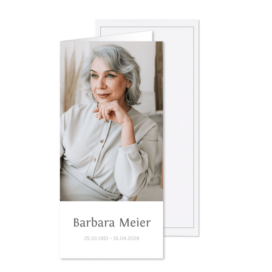 Einladung zur Trauerfeier großes Foto - Karteneindruck
