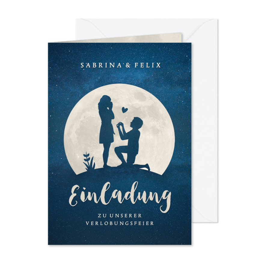 Einladung zur Verlobungsfeier Heiratsantrag Vollmond - Karteneindruck