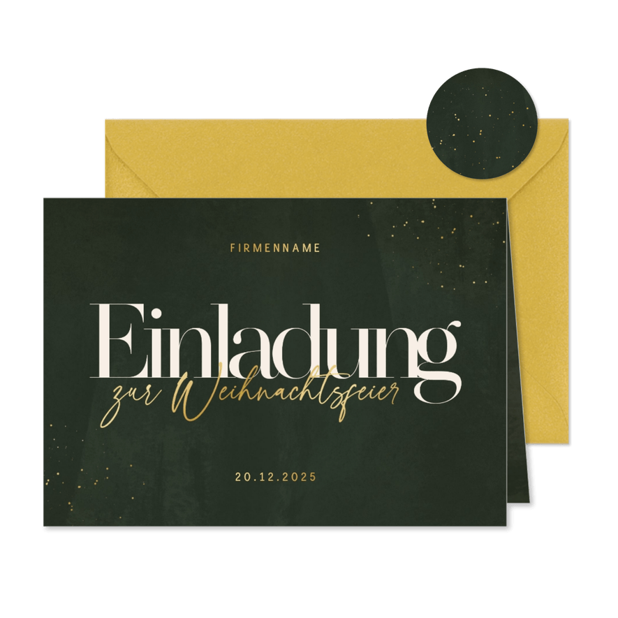 Einladung zur Weihnachtsfeier Goldakzente - Karteneindruck
