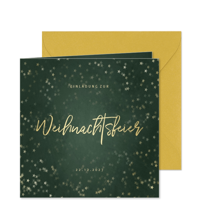 Einladung zur Weihnachtsfeier Handlettering und Sterne - Kartenvorschau
