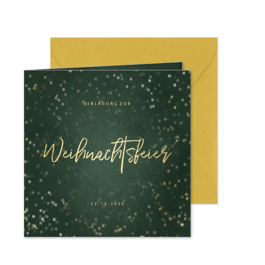 Einladung zur Weihnachtsfeier Handlettering und Sterne - Karteneindruck
