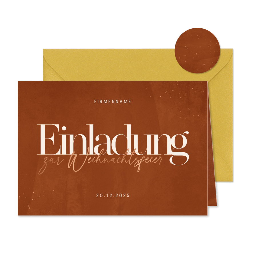 Einladung zur Weihnachtsfeier Kupferakzente - Karteneindruck