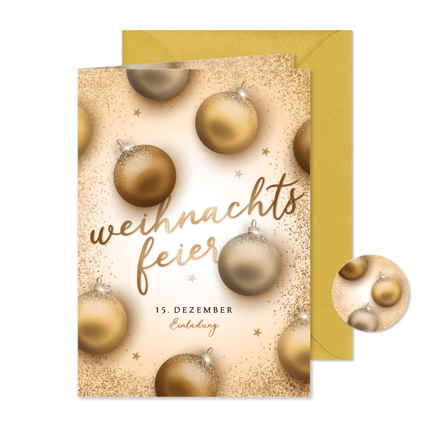 Einladung zur Weihnachtsfeier Weihnachtskugeln - Karteneindruck