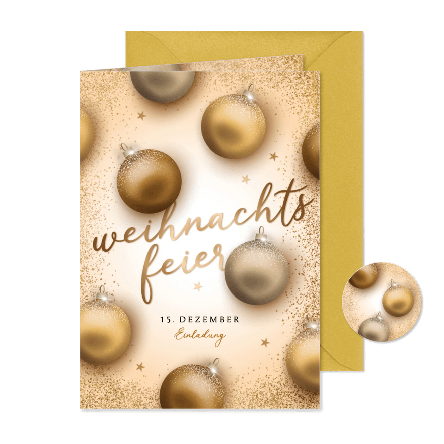 Einladung zur Weihnachtsfeier Weihnachtskugeln - Karteneindruck
