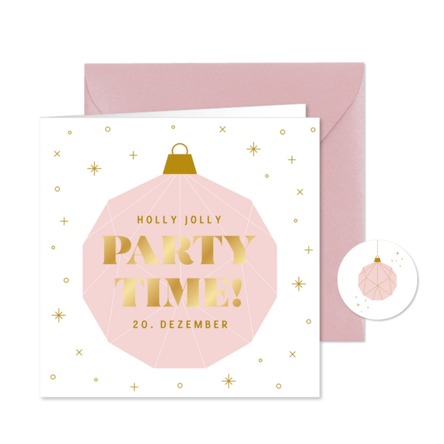 Einladung zur Weihnachtsparty grafische Weihnachtskugel  - Karteneindruck
