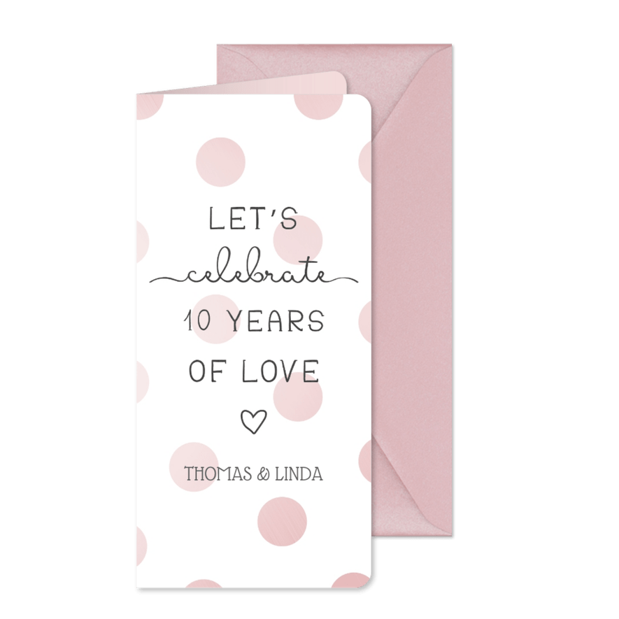 Einladungskarte 10. Hochzeitstag '10 years of love' - Karteneindruck