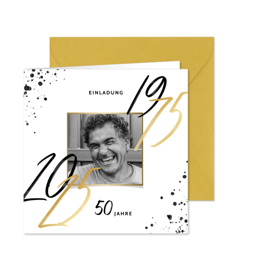 Einladungskarte 50. Geburtstag 1976-2026 mit Foto - Karteneindruck
