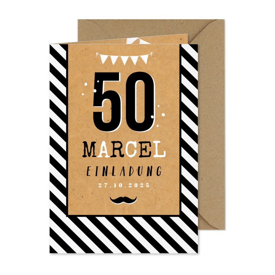 Einladungskarte 50. Geburtstag Mann - Karteneindruck