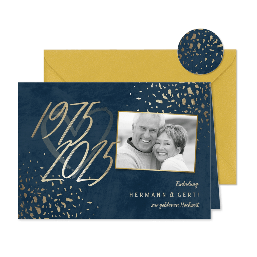 Einladungskarte 50. Hochzeitstag 1975-2025 - Karteneindruck