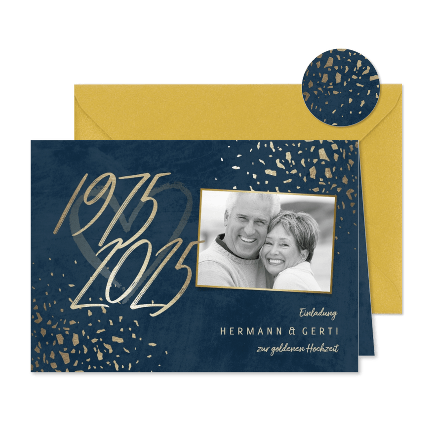 Einladungskarte 50. Hochzeitstag 1975-2025 - Karteneindruck
