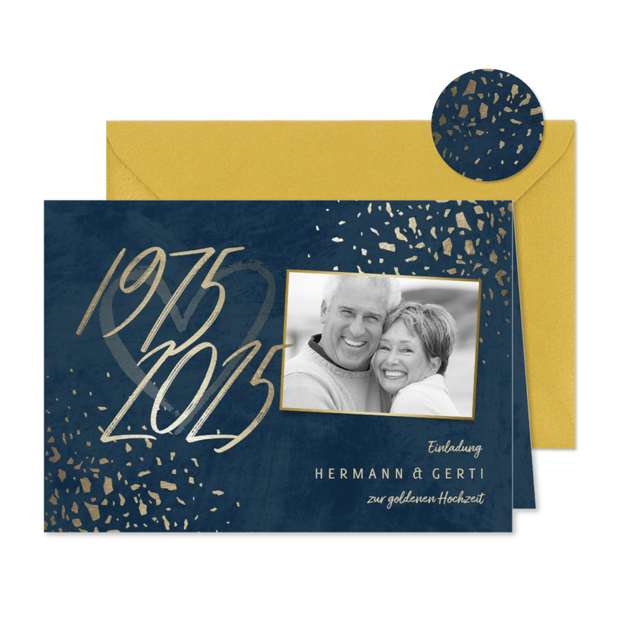 Einladungskarte 50. Hochzeitstag 1975-2025 - Karteneindruck
