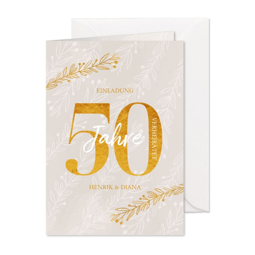 Einladungskarte 50. Hochzeitstag Zweige - Karteneindruck
