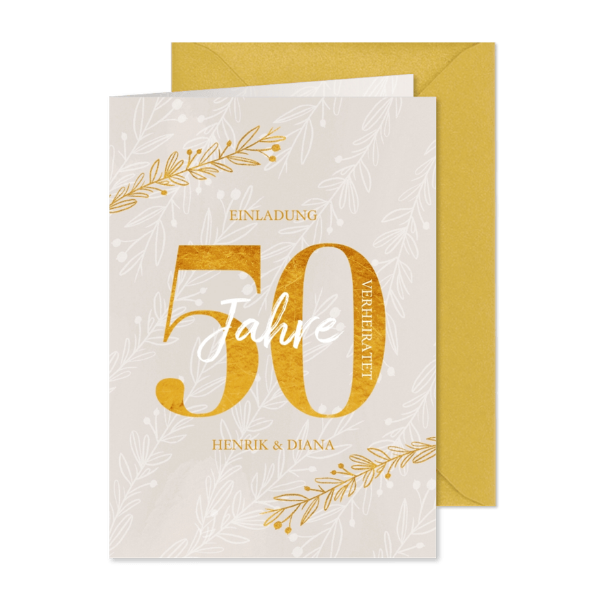 Einladungskarte 50. Hochzeitstag Zweige - Karteneindruck