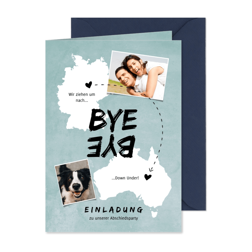 Einladungskarte Abschiedsfeier Australien - Karteneindruck

