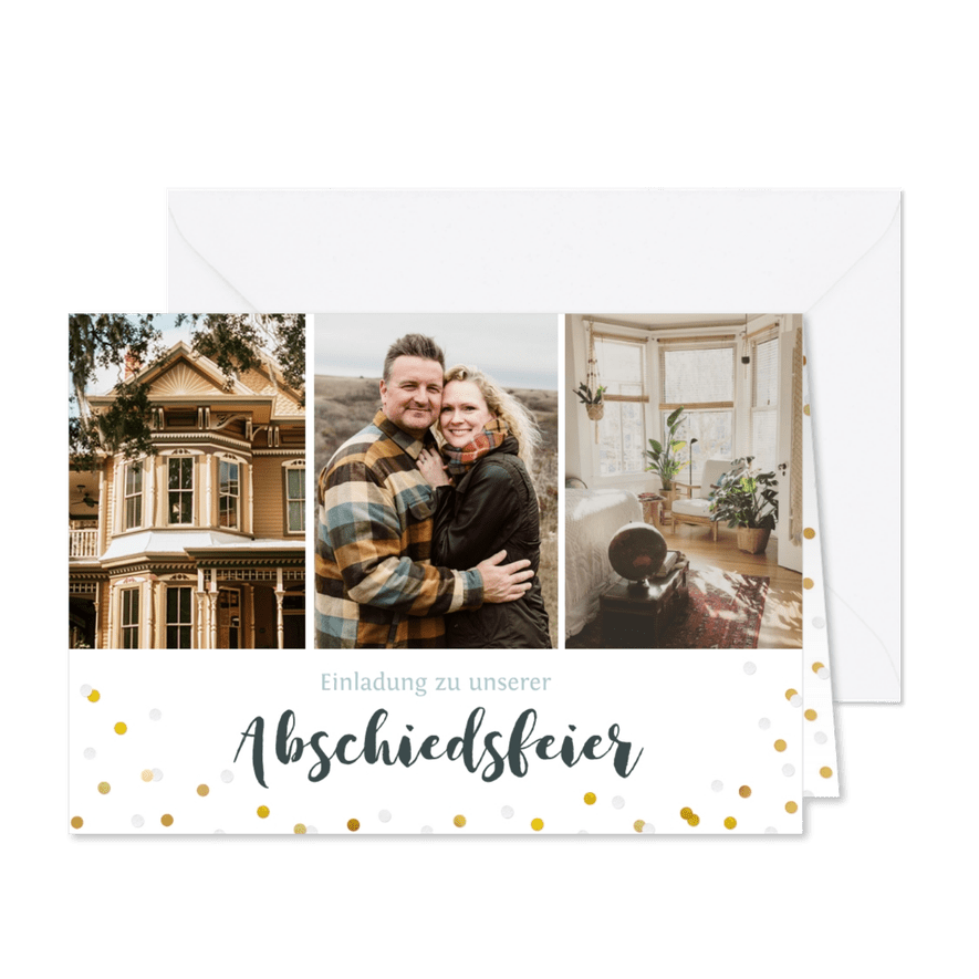 Einladungskarte Abschiedsfeier Fotocollage - Karteneindruck