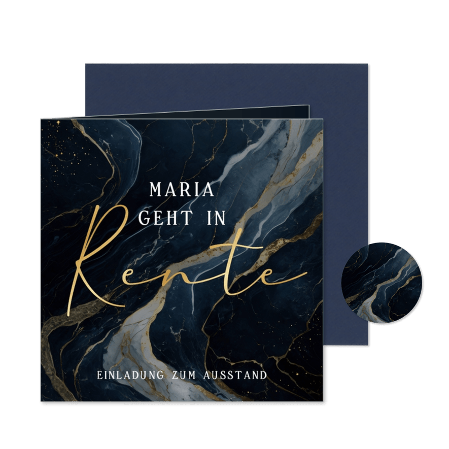 Einladungskarte Ausstand Marmor dunkel  - Karteneindruck
