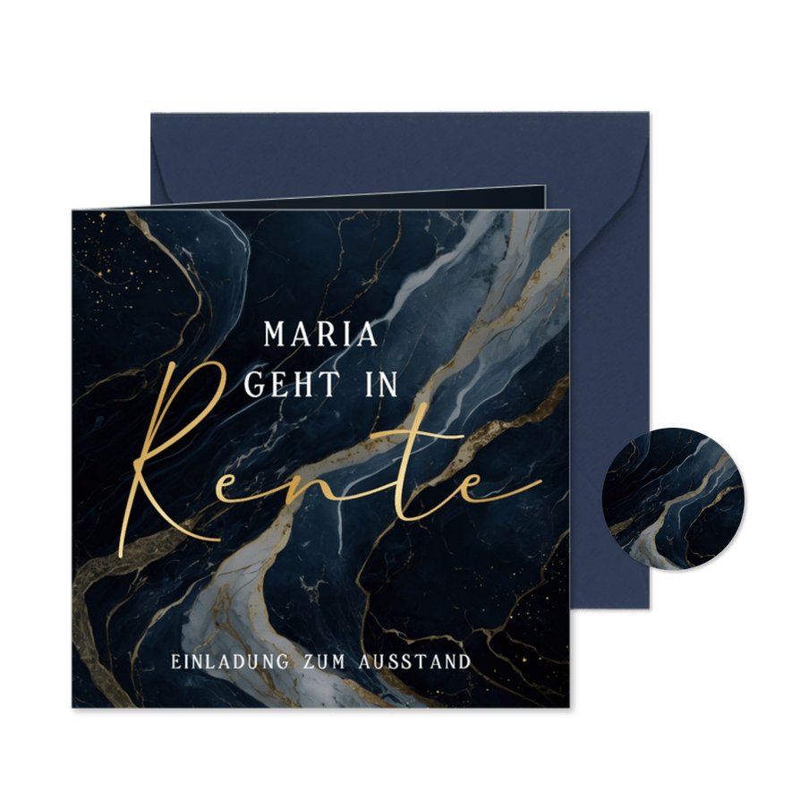 Einladungskarte Ausstand Marmor dunkel - Kartenvorschau