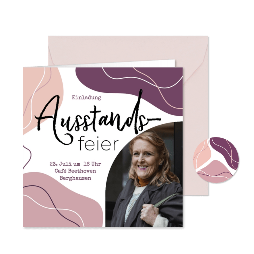 Einladungskarte Ausstandsfeier Foto abstrakt Lila - Kartenvorschau
