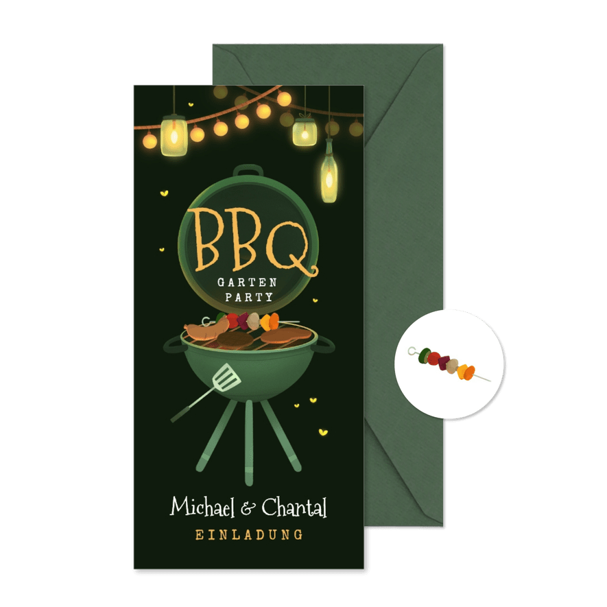 Einladungskarte BBQ Gartenparty Grill Hochformat - Kartenvorschau