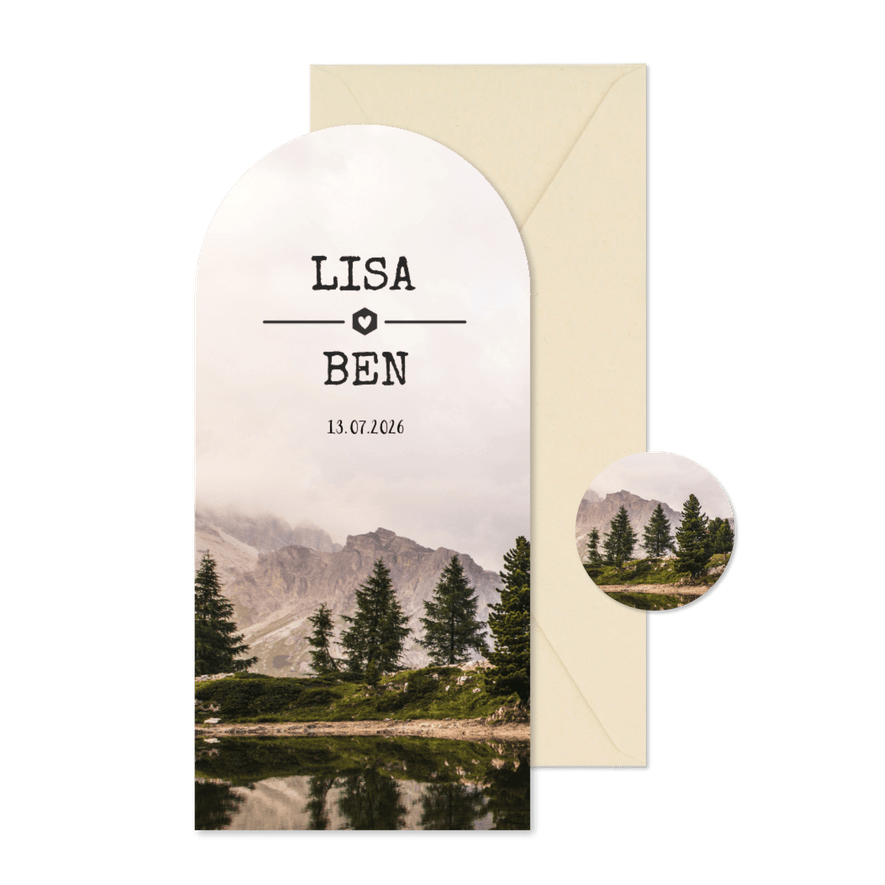 Einladungskarte Bogen Landschaft Outdoor Hochzeit - Karteneindruck