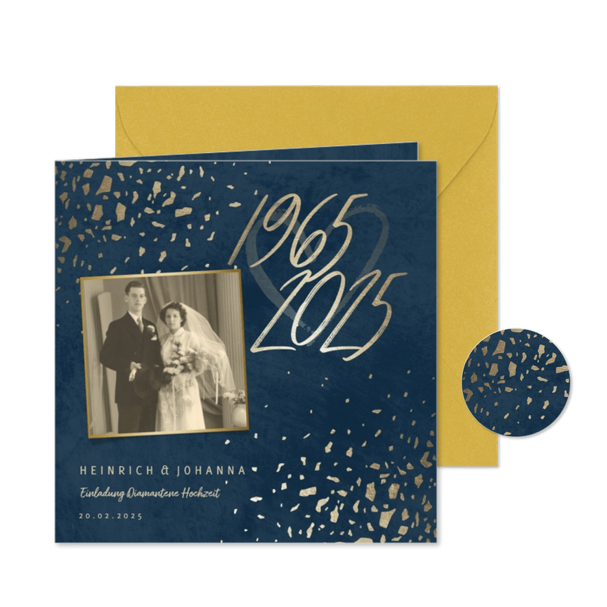 Einladungskarte Diamantene Hochzeit 1965-2025 - Karteneindruck