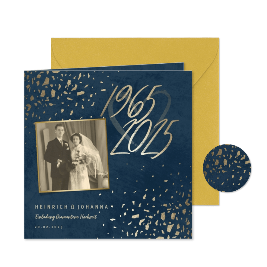 Einladungskarte Diamantene Hochzeit 1965-2025 - Karteneindruck