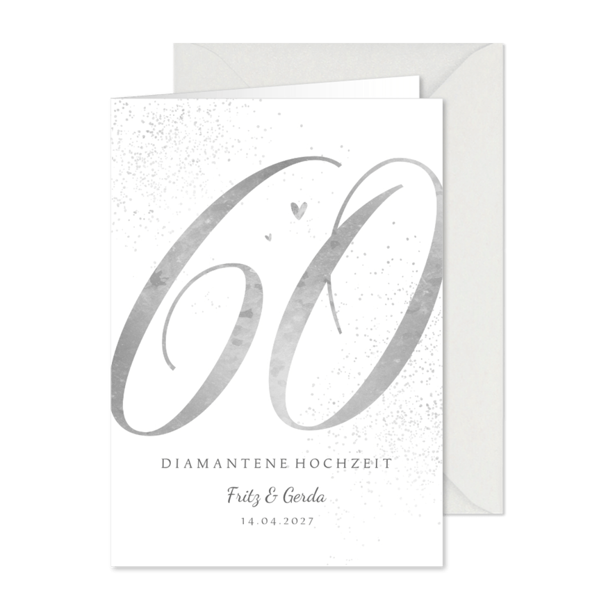 Einladungskarte Diamantene Hochzeit große 60 - Karteneindruck
